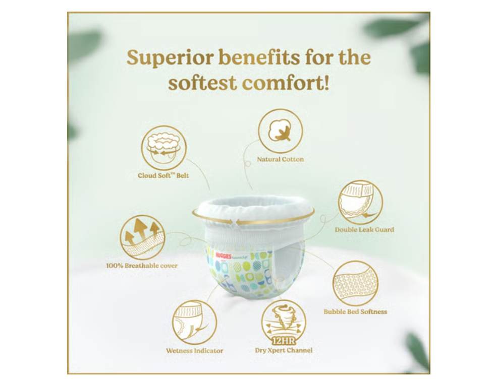 Huggies Natural Soft Pant Style Baby Diaper Large