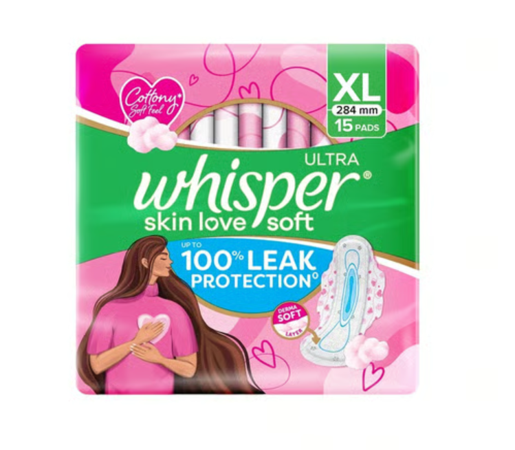 Whisper Ultra Skin Love Soft Sanitary Pads XL 15 Pads