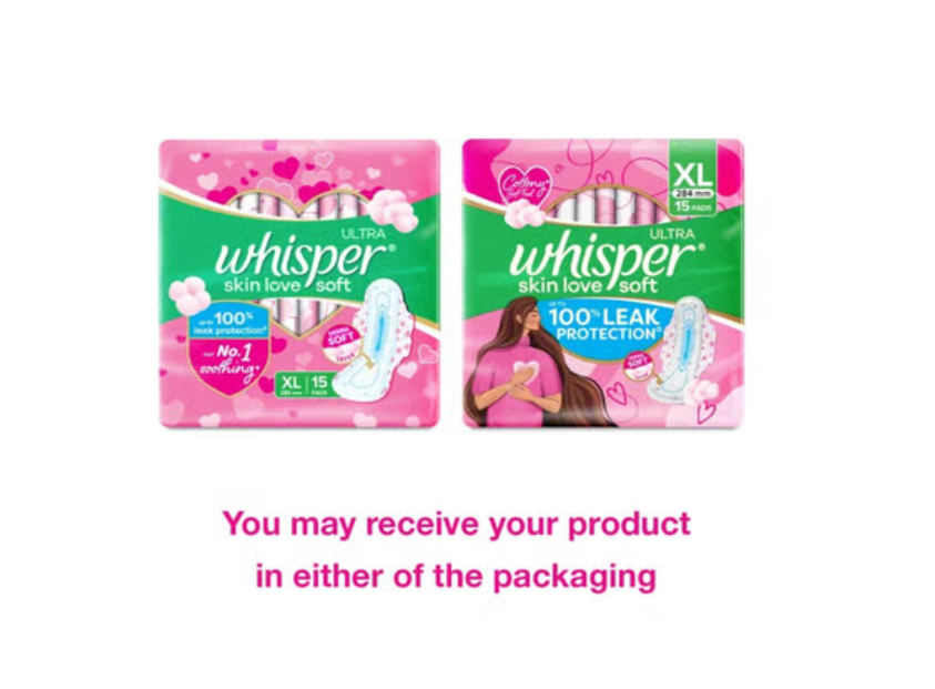 Whisper Ultra Skin Love Soft Sanitary Pads XL 15 Pads