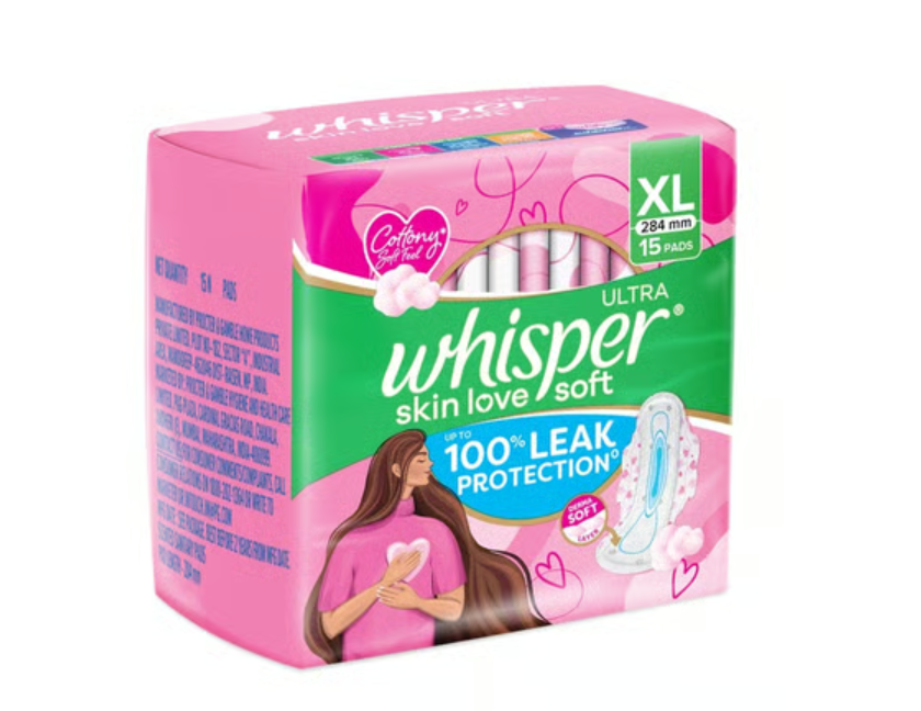 Whisper Ultra Skin Love Soft Sanitary Pads XL 15 Pads