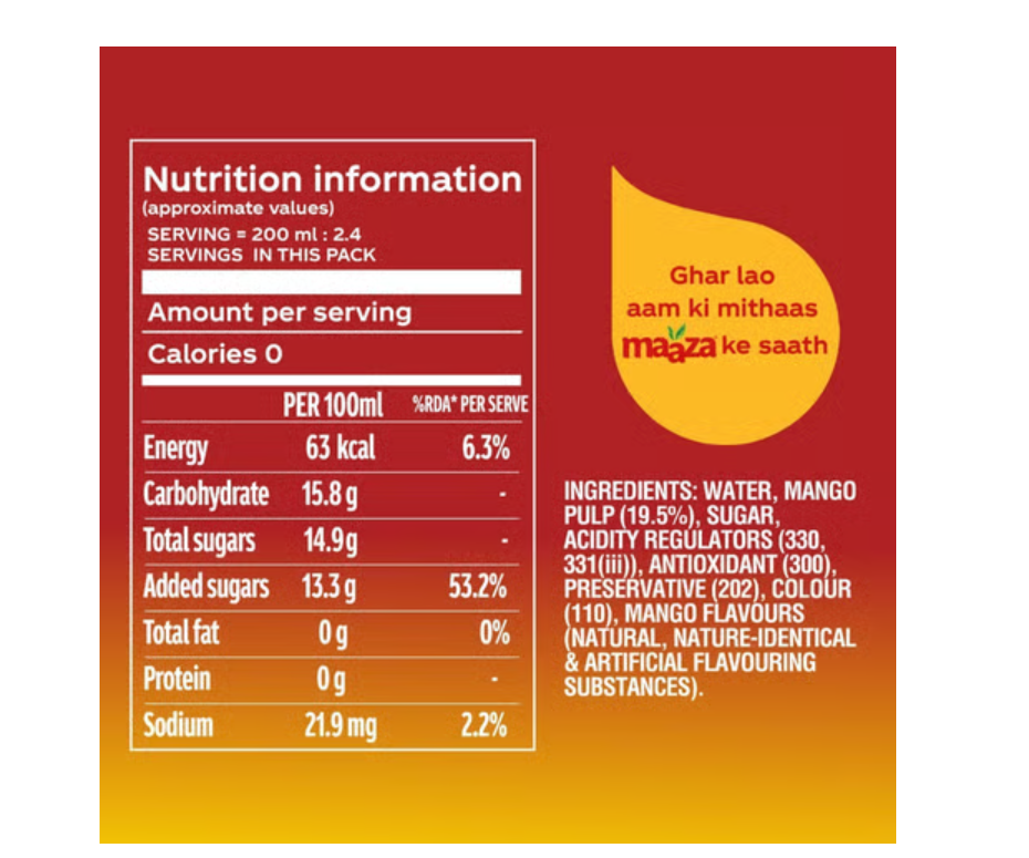 Maaza Mango Drink 600 ml