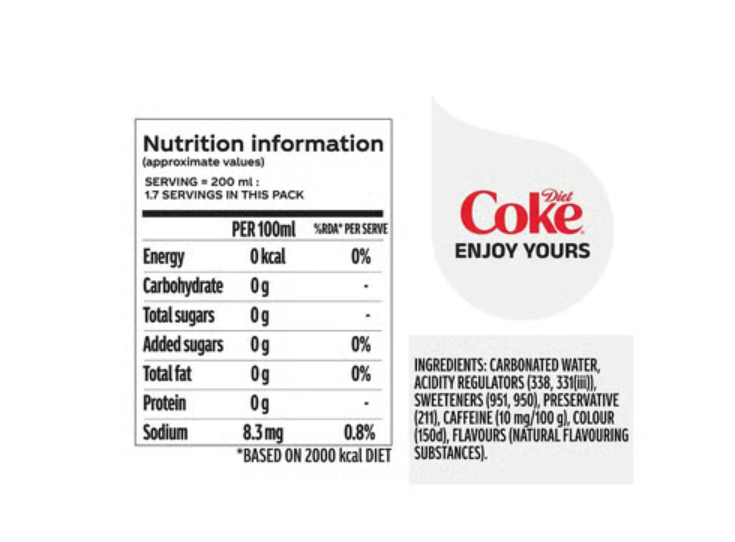 Coca-Cola Diet Coke Soft Drink 300 Ml