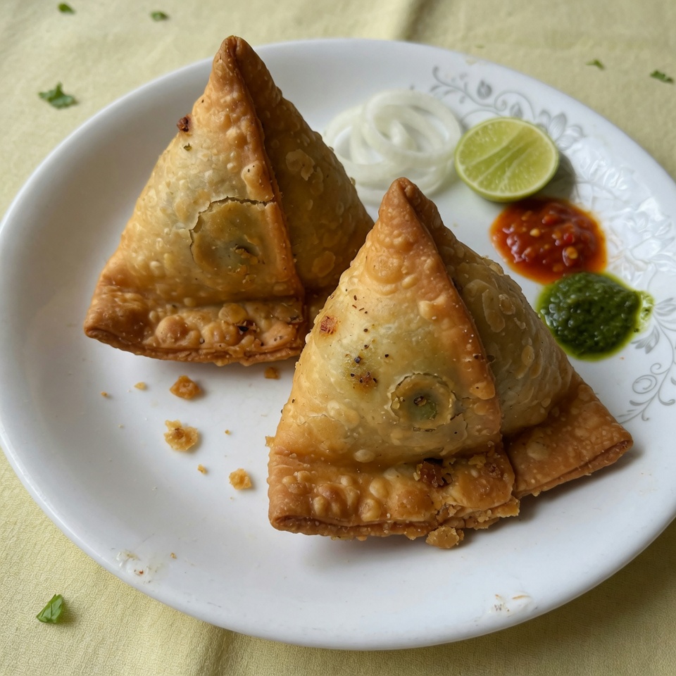 Crispy Samosa with Fresh Green Chutney Two pieces (Order time  4 pm - 8 pm)