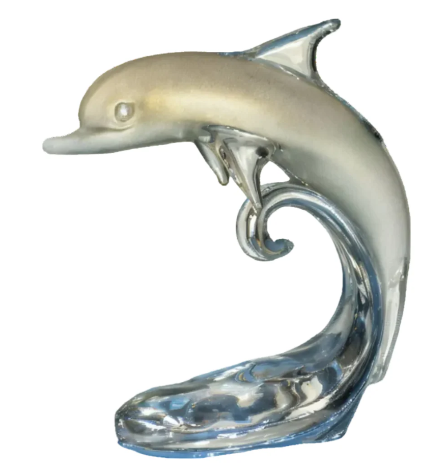 Dolphin Baby On The Wave White & Gold