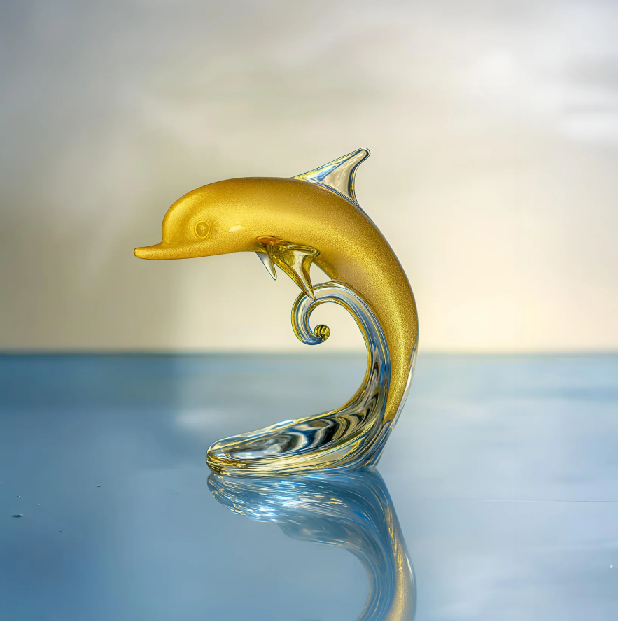 Dolphin Baby On The Wave Gold