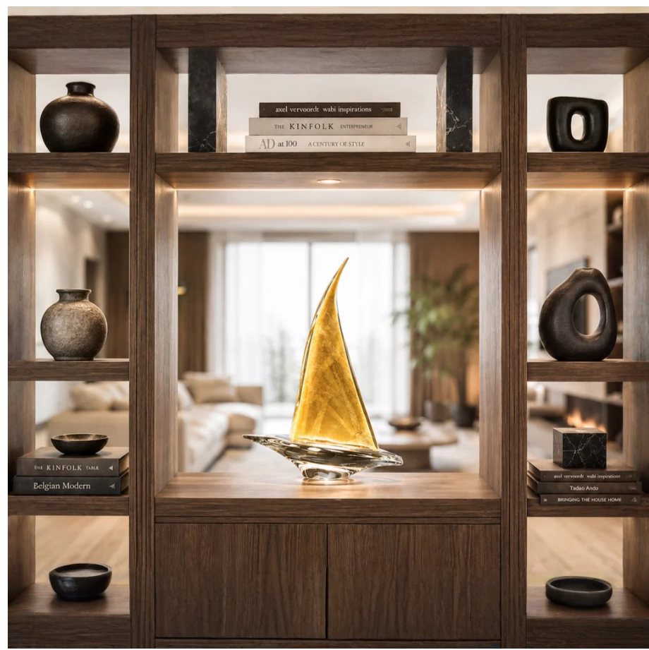 Sailing Boat Medium Transparent Gold